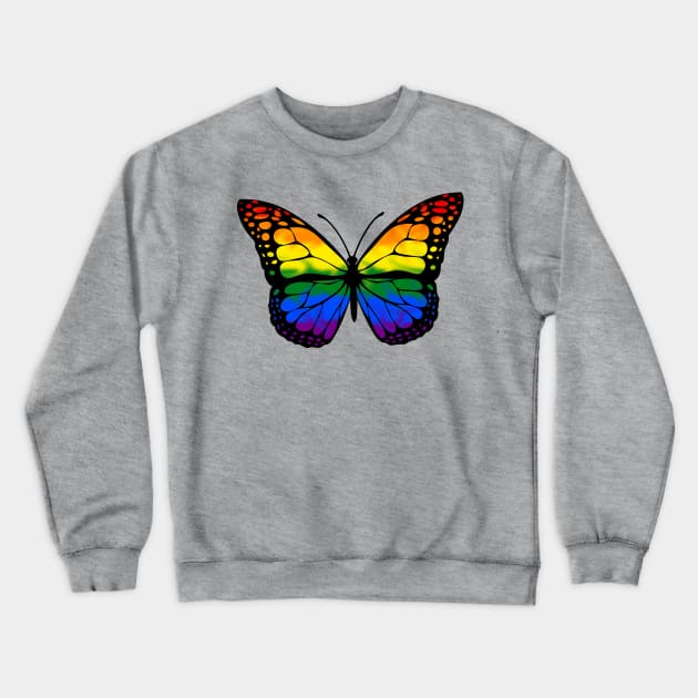 Rainbow Butterfly Crewneck Sweatshirt by TheQueerPotato